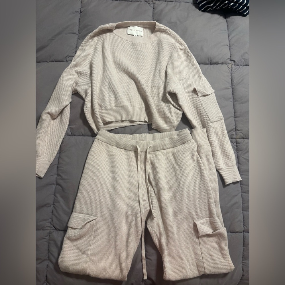 Cream Knit Sweater and Jogger Set